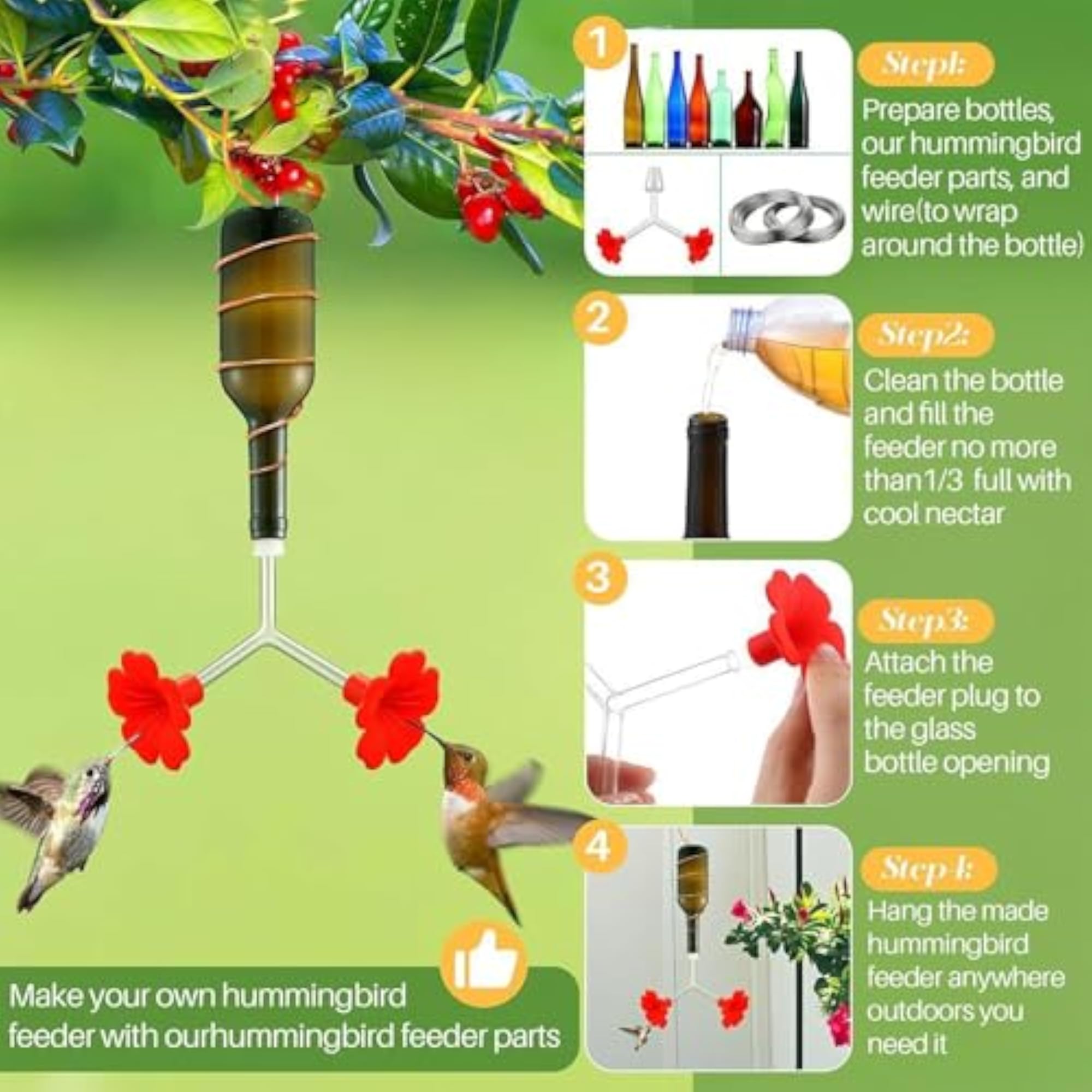 Hummingbird Feeder Tubes and Stoppers Set